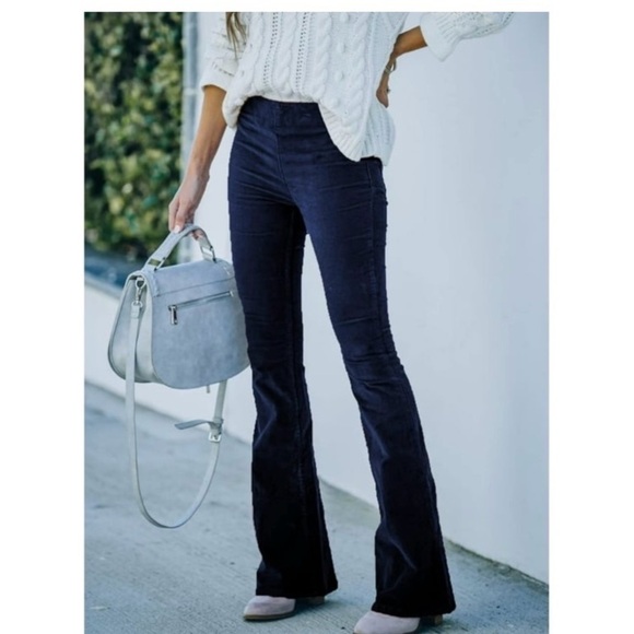 Newbury Kustom Mid-Rise Flare Stretch velvety corduroy like slip on   Pants med - Picture 3 of 16